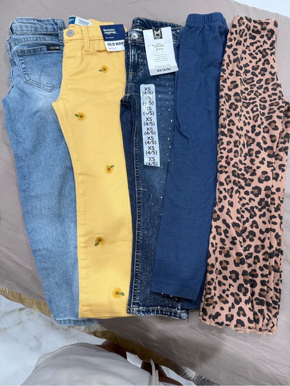 Old Navy Girls Yellow Sunflower Embroidered Jeans